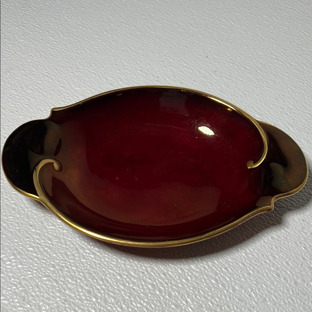 Carlton Ware Rouge Royale Collection Oval Candy Dish Gold Trim Vintage